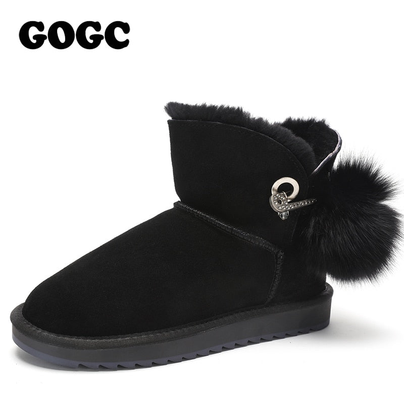 GOGC Fur Ankle Boots for Women