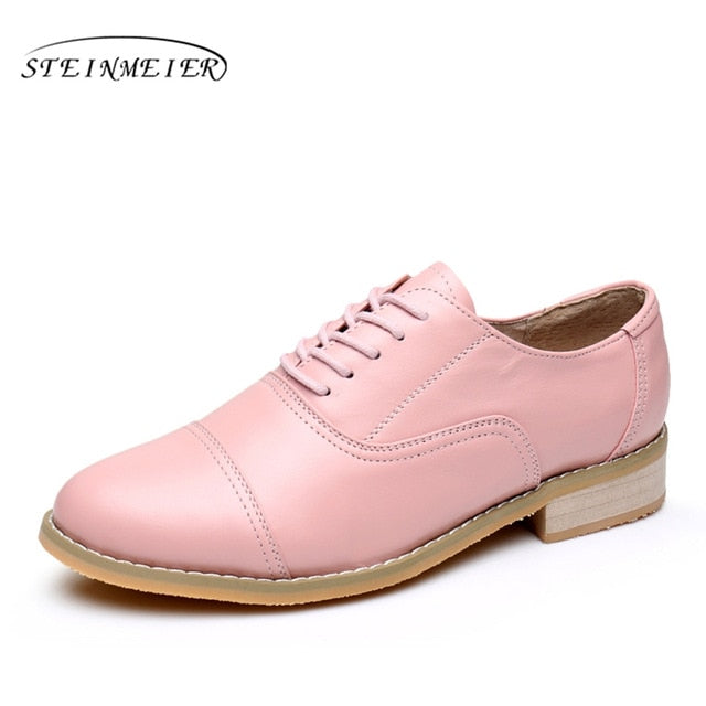 women genuine leather oxford shoes